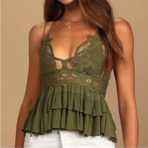 Free People Adella Cami Olive Sparrow Green Size XS NWT